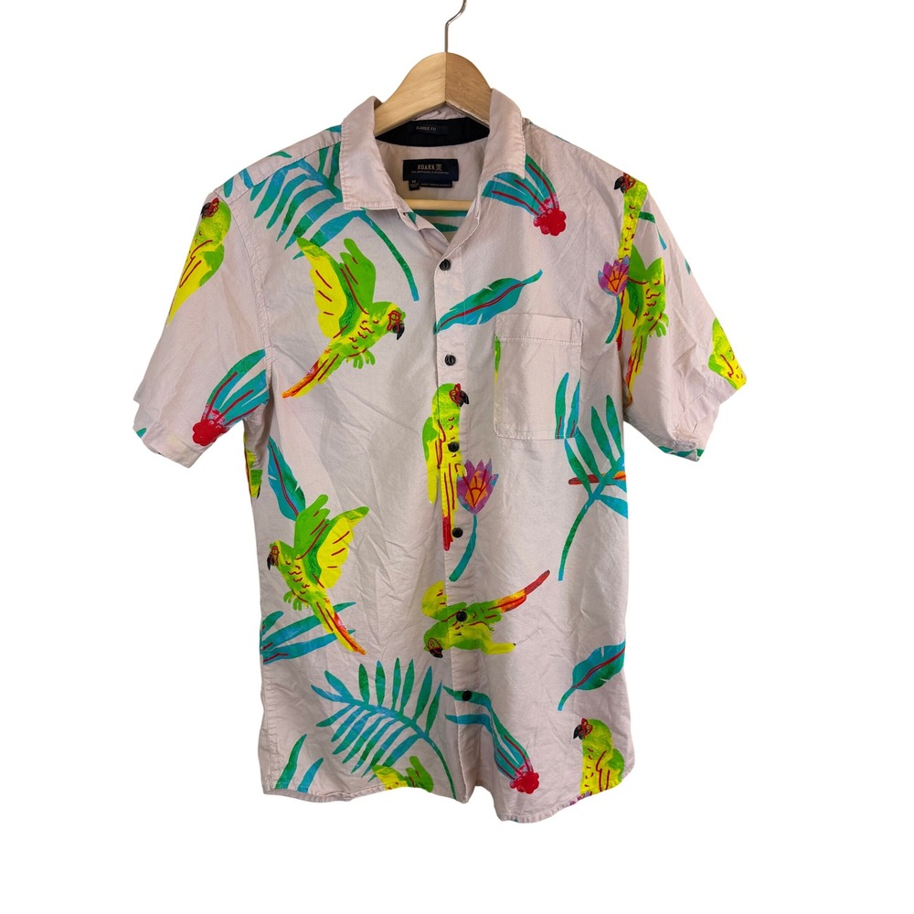 Roark Jamie Thomas Capsule Button Up Men Medium Parrot Tropical RW590